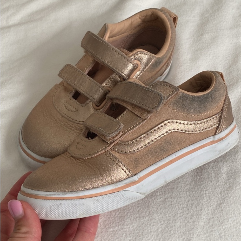 Size 10.5 kids blush pink vans.